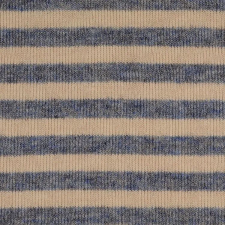 Yarn Dyed Knitted Fabric with Pale Blue and Ecru Stripe