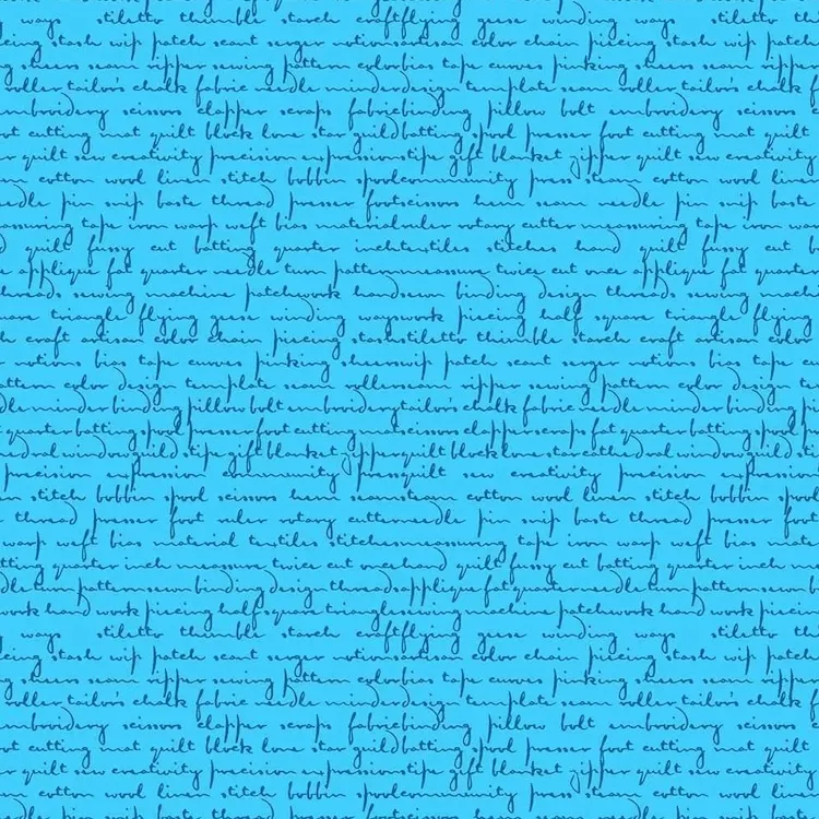 Quilting Fabric - Quilty Script on Blue from Scrawl by Giucy Giuce for Andover 1214-B