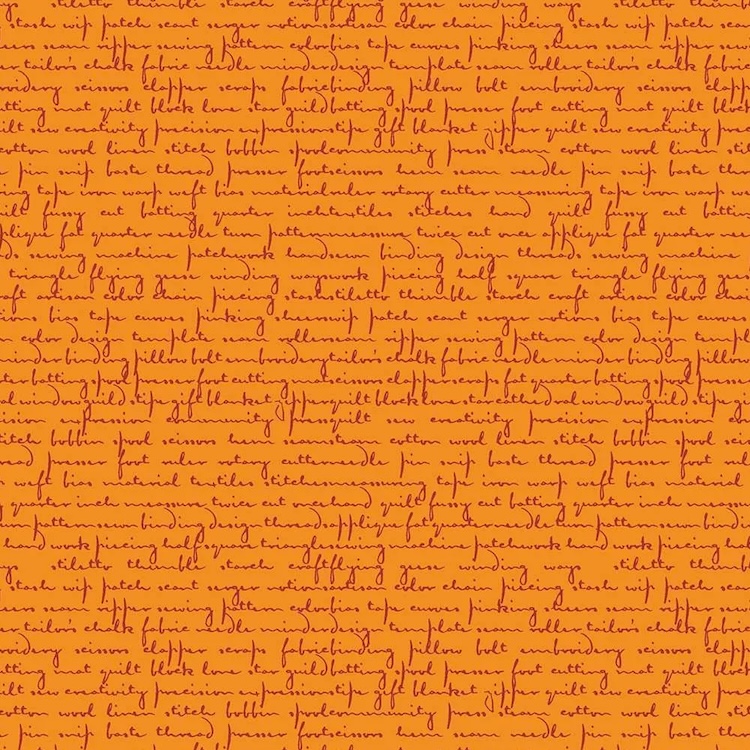 Quilting Fabric - Quilty Script on Orange from Scrawl by Giucy Giuce for Andover 1214-O