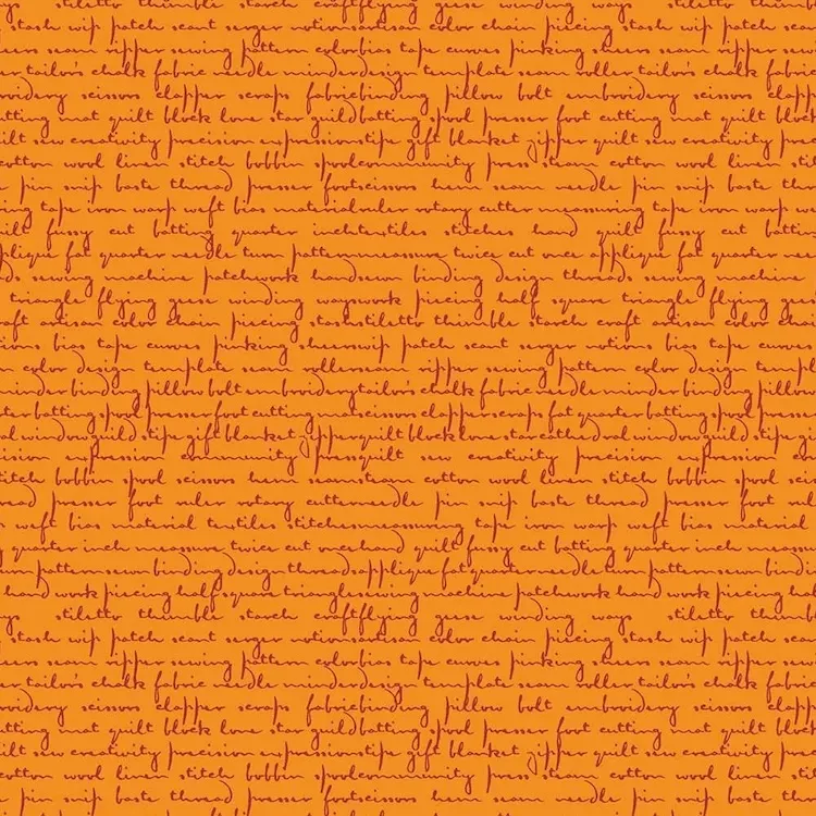 Quilting Fabric - Quilty Script on Orange from Scrawl by Giucy Giuce for Andover 1214-O