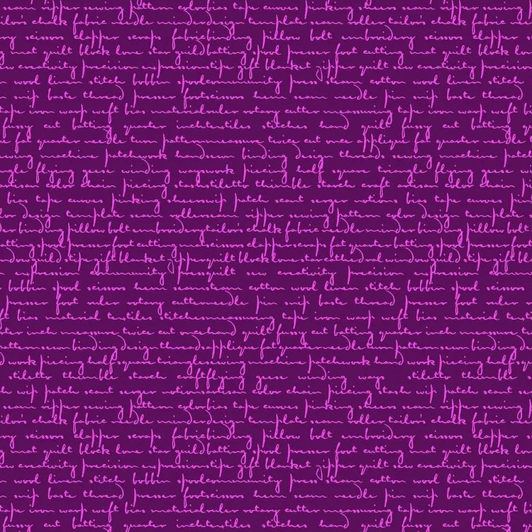 Quilting Fabric - Quilty Script on Purple from Scrawl by Giucy Giuce for Andover 1214-P