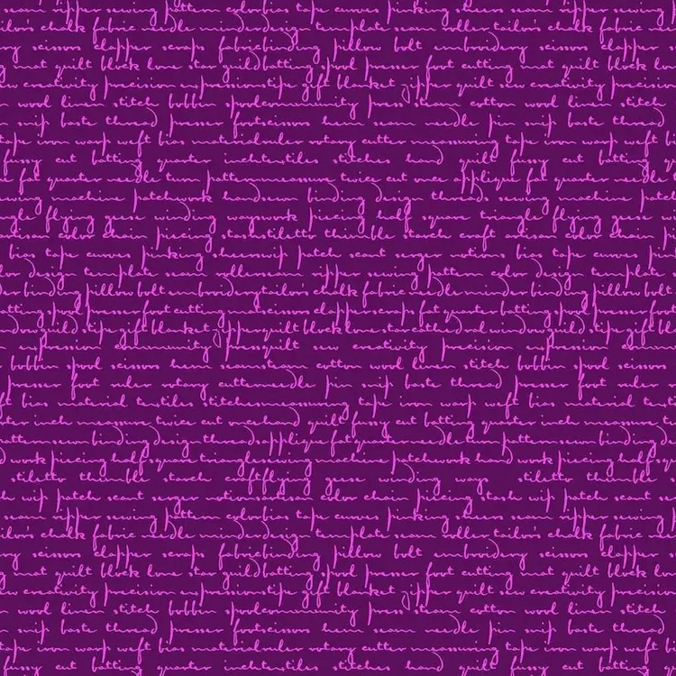 Quilting Fabric - Quilty Script on Purple from Scrawl by Giucy Giuce for Andover 1214-P