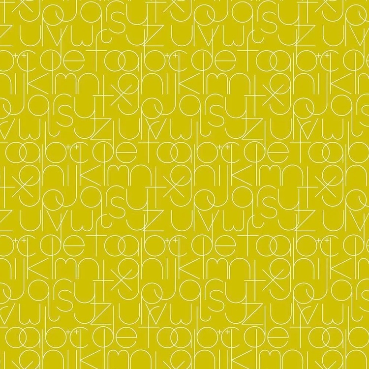 Quilting Fabric - Letters on Chartreuse Green from Soliloquy by Alison Glass for Andover 1221-G