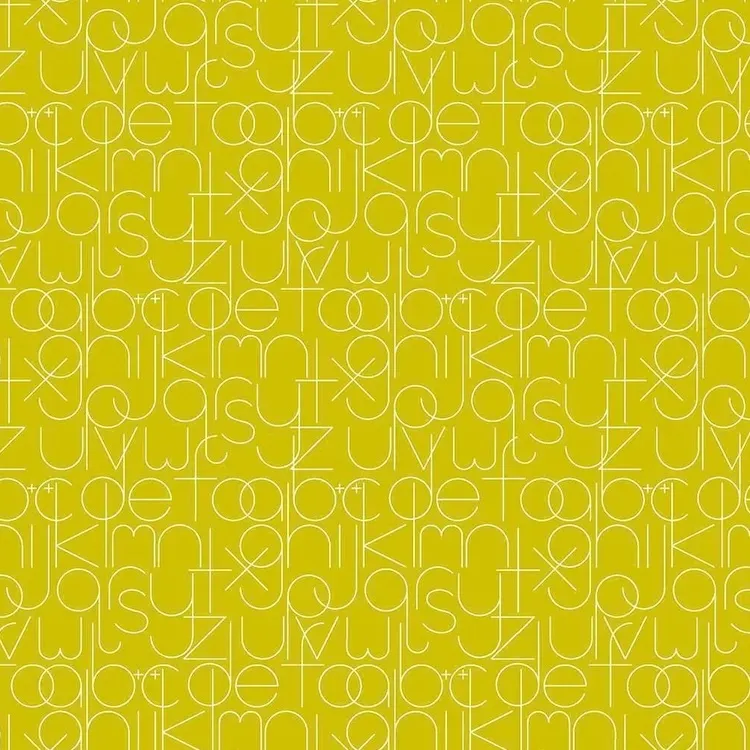 Quilting Fabric - Letters on Chartreuse Green from Soliloquy by Alison Glass for Andover 1221-G