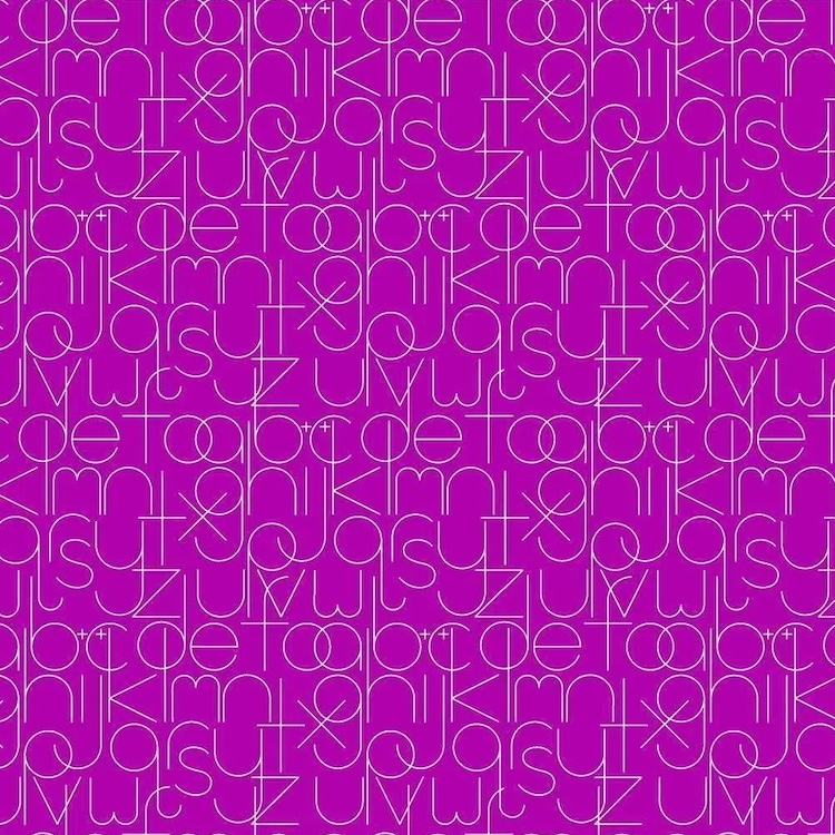 Quilting Fabric - Letters on Purple from Soliloquy by Alison Glass for Andover 1221-P