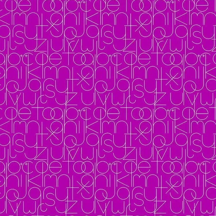 Quilting Fabric - Letters on Purple from Soliloquy by Alison Glass for Andover 1221-P