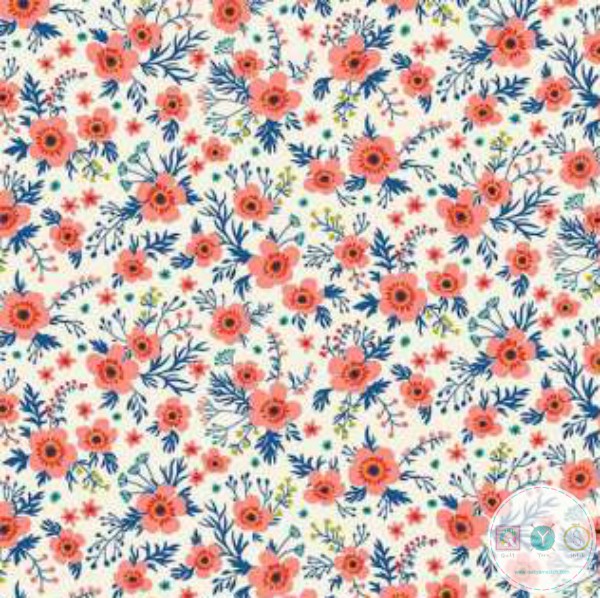 Quilting Fabric - Red and Blue Flowers from Chloe Wilderness for Northcott 21901 11