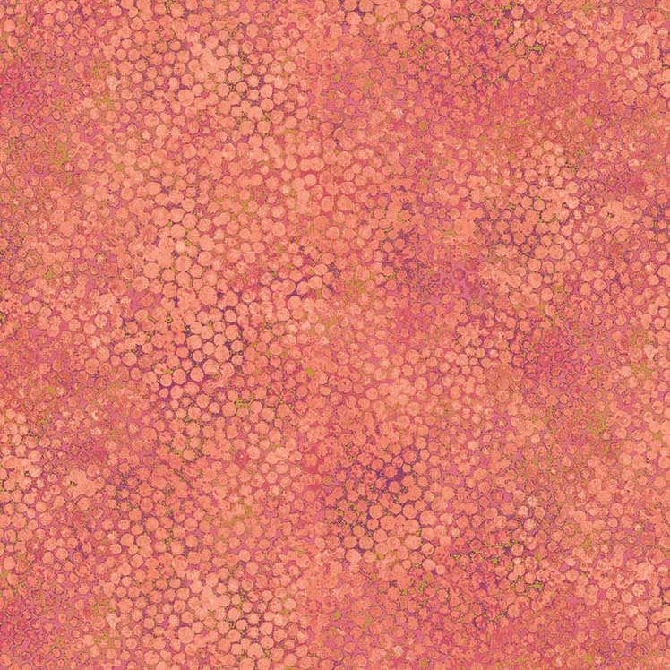 Quilting Fabric - Coral Pebbles with Gold Metallic from Shimmers by Deborah Edwards for Northcott 22993M 26