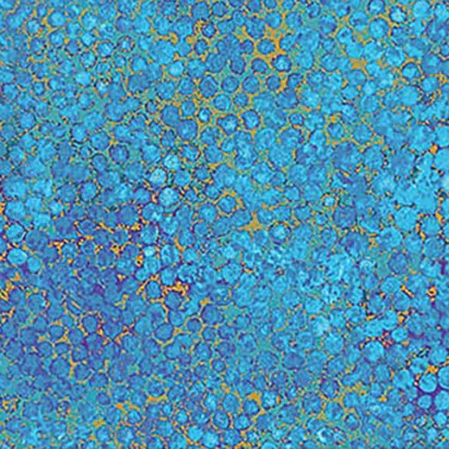 Quilting Fabric - Mid Blue Pebbles with Gold Metallic from Shimmers by Deborah Edwards for Northcott 22993M 44