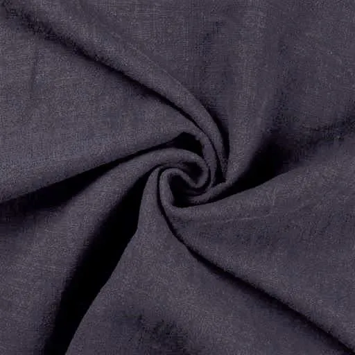 Stone Washed Linen Fabric in Dark Blue Grey