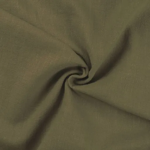 Stone Washed Linen Fabric in Khaki Green