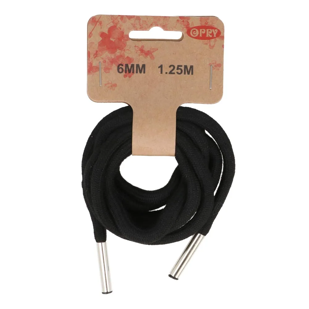 6mm Hoodie Cord in Black - 1.25m