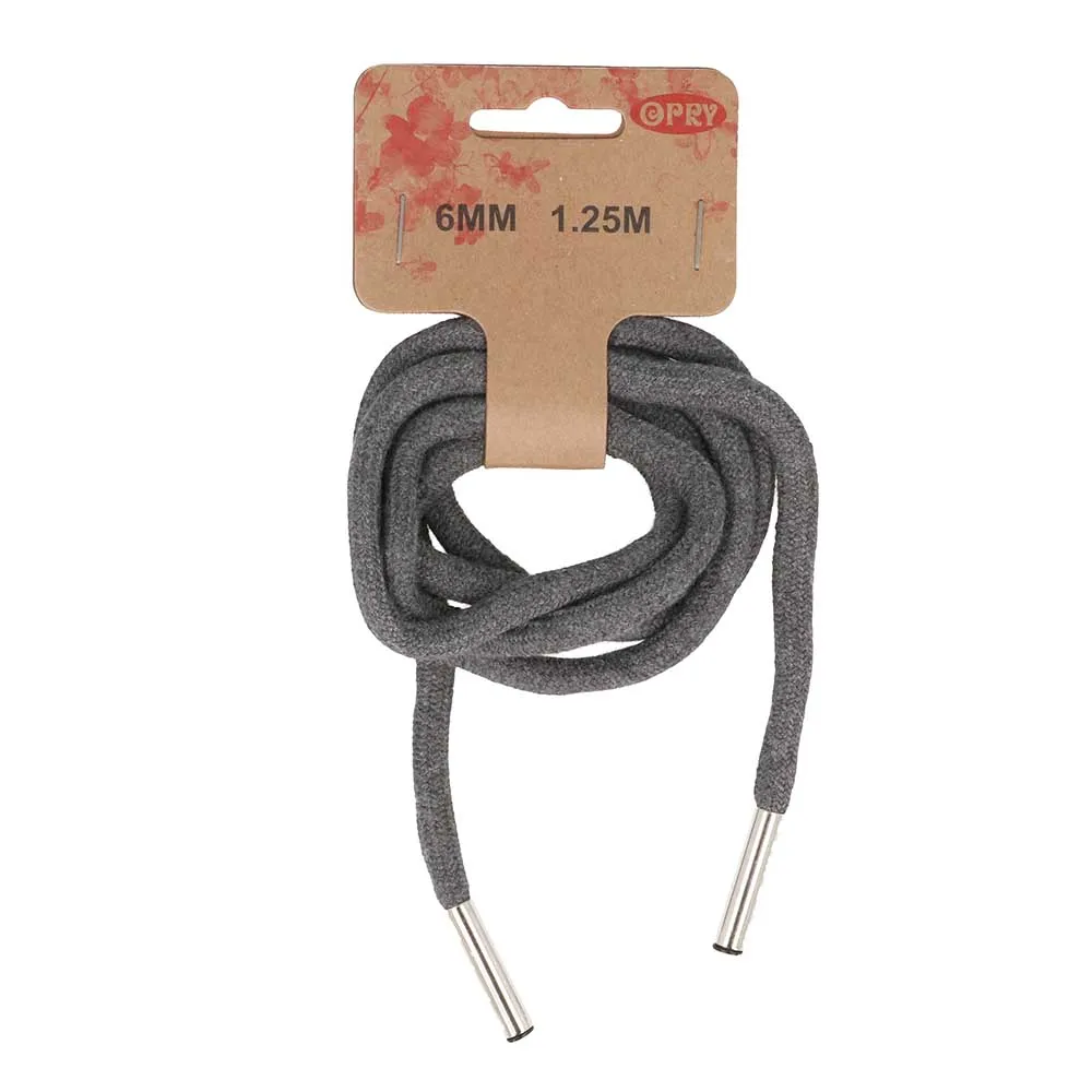 6mm Hoodie Cord in Dark Grey - 1.25m