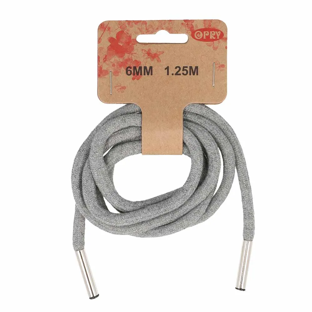 6mm Hoodie Cord in Light Grey - 1.25m