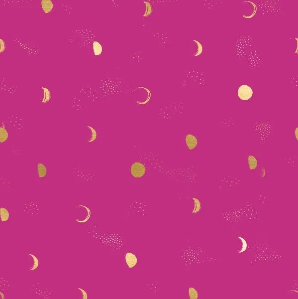 Quilting Fabric - Metallic Moons on Magenta from Firefly by Sarah Watts for Ruby Star Society RS2073 12M