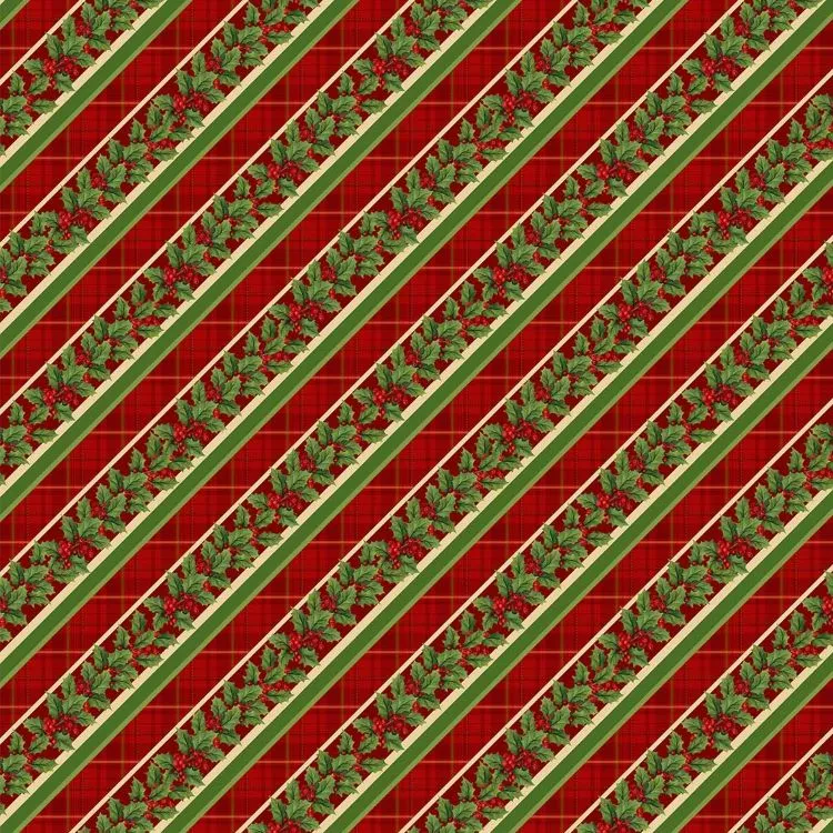 Quilting Fabric - Holly Bias Stripe from Old Time Christmas by Liza Bea Studio for Northcott 24137-24