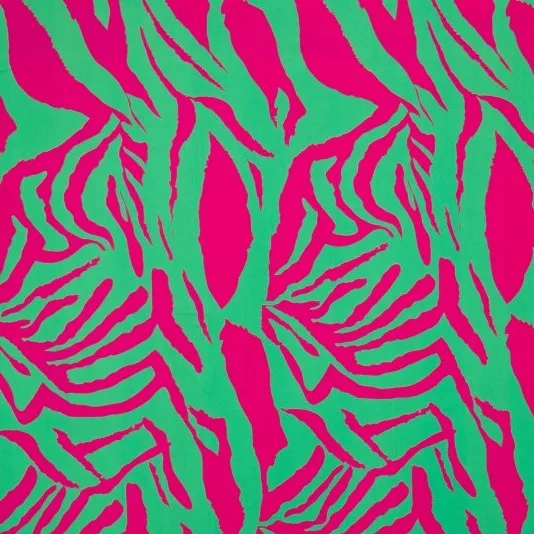  Viscose Fabric with Pink and Green Zebra Print