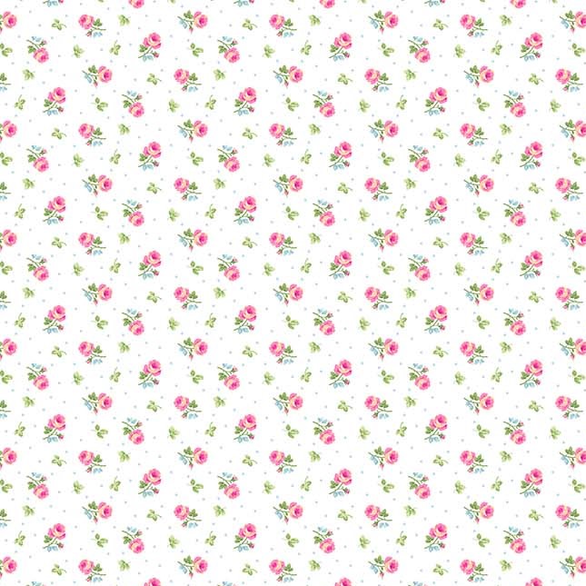 Quilting Fabric - Dainty Roses on White from Tea for Two by Northcott Studio for Northcott 24899 10