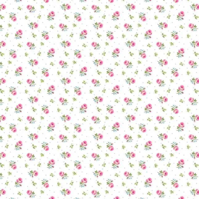 Quilting Fabric - Dainty Roses on White from Tea for Two by Northcott Studio for Northcott 24899 10