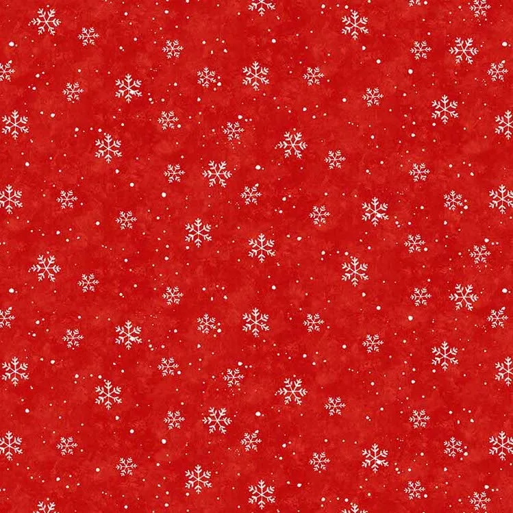 Quilting Fabric - Snowflakes On Red from Christmas Wonder by Bea Jackson for Northcott 25324-25