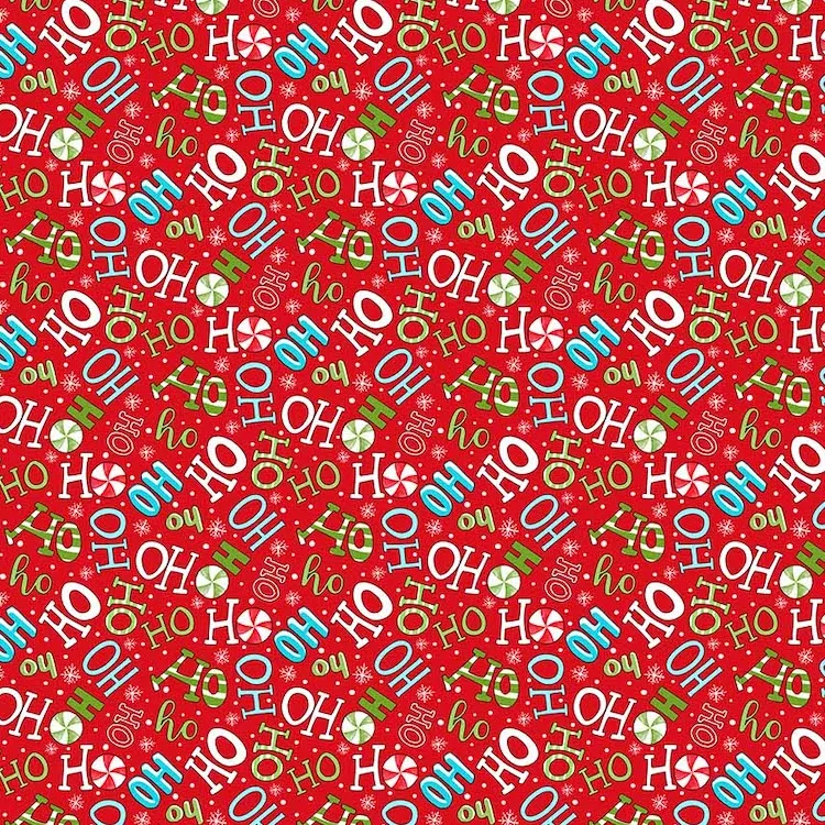 Quilting Fabric - Ho Ho Ho on Red from Extreme Santa by Bonnie Lemaire for Northcott 25441-24