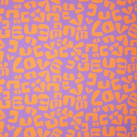 Cotton Poplin Fabric with Orange Shapes on Purple