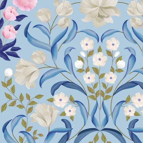 Quilting Fabric - Large Floral on Blue from Morgan by Turnowsky for Quilting Treasures 28284 -B