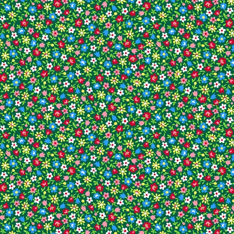 Quilting Fabric - Tiny Flowers on Green from Floral Cache by Quilting Treasures 28885 -F