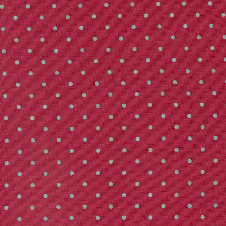 Quilting Fabric - Teal Dots on Red from My Summer House by Bunny Hill Designs for Moda 3046-16