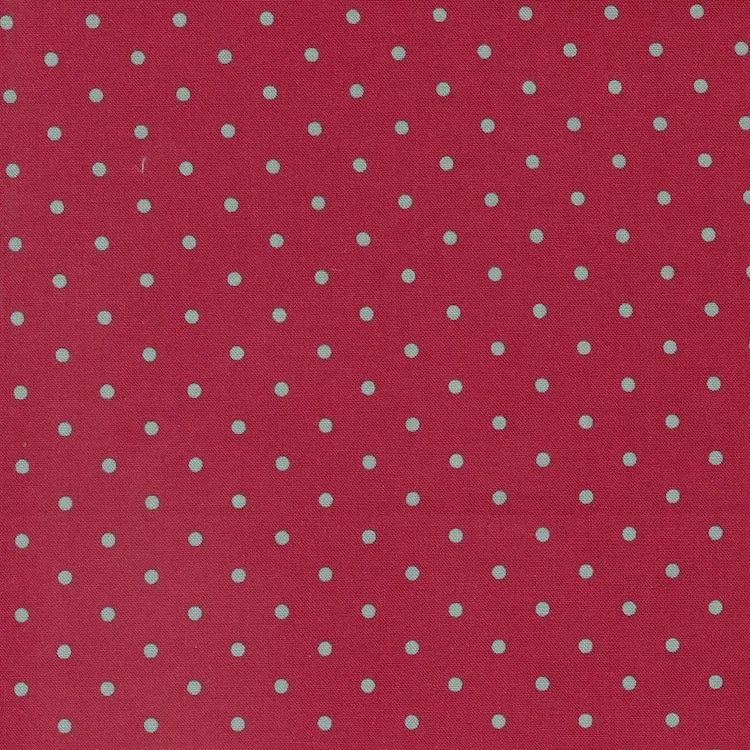 Quilting Fabric - Teal Dots on Red from My Summer House by Bunny Hill Designs for Moda 3046-16