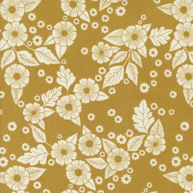 Quilting Fabric - Flower Silhouettes on Golden Yellow from Field of Flowers by Katharine Watson for Moda 3313 13