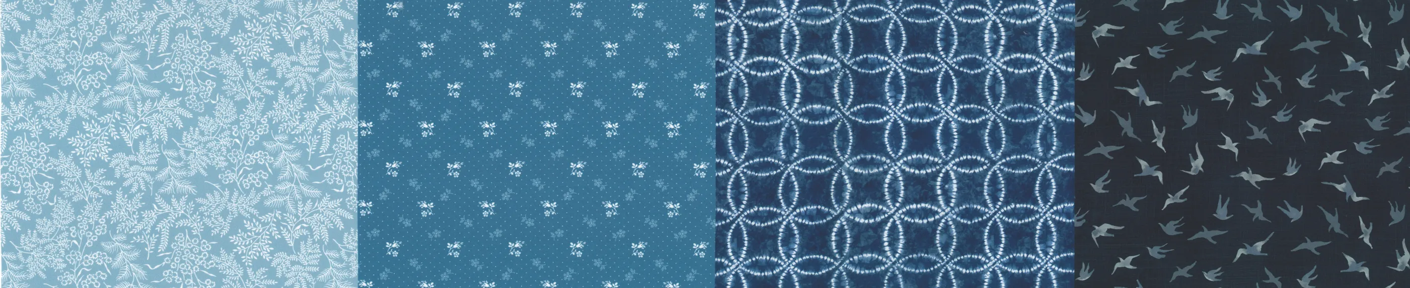 Quilting Fabric - 4 in 1 Blenders in Indigo Blues from 50 Years Of Moda by Moda 33800 14