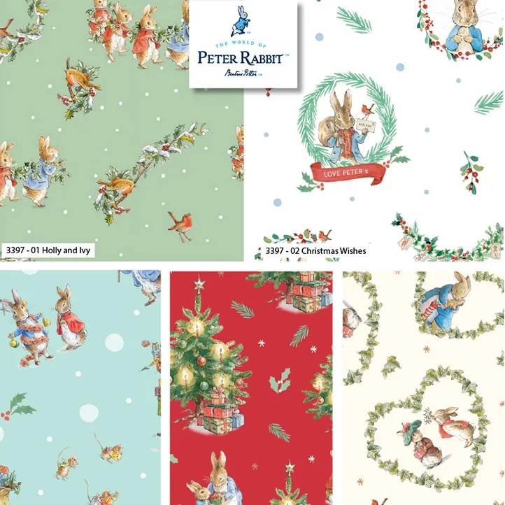 Quilting Fabric - Fat Quarter Bundle - Peter Rabbit The Joy of Giving for the Craft Cotton Company 3397-00