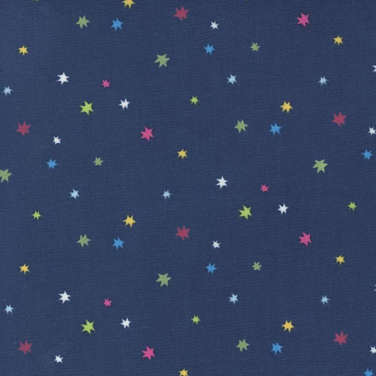 Quilting Fabric - Stars on Navy Blue from Rainbow Garden by Abi Hall for Moda 35366 18