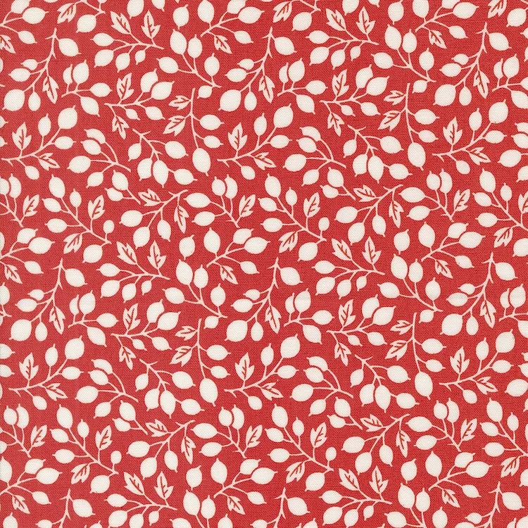 Quilting Fabric - Leaf and Berry Sihouettes on Red from Portofino by Fig Tree & Co. for Moda 35393 16