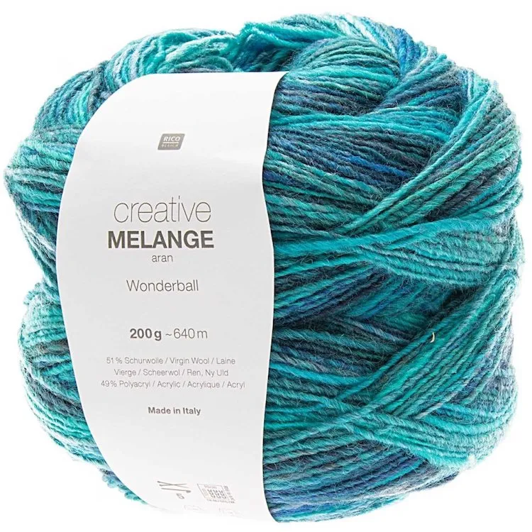 Yarn - Creative Melange Wonderball Aran in Aqua 6 by Rico Design