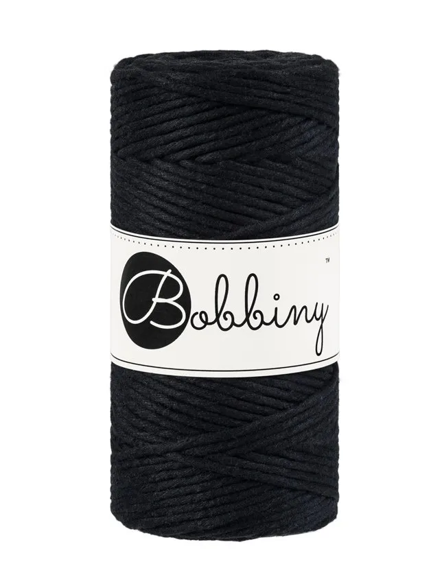 Macrame Cord 3mm in Black by Bobbiny