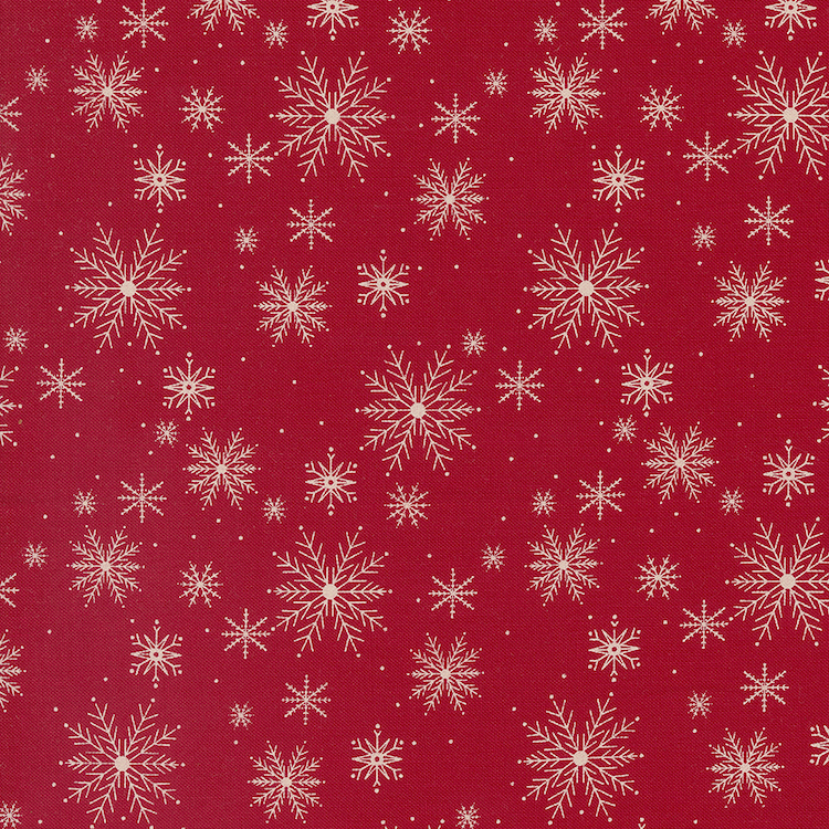 Quilting Fabric - Snowflakes on Red from Once Upon A Christmas by Sweetfire Road for Moda 43164-12
