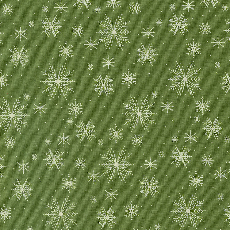 Quilting Fabric - Snowflakes on Green from Once Upon A Christmas by Sweetfire Road for Moda 43164-15