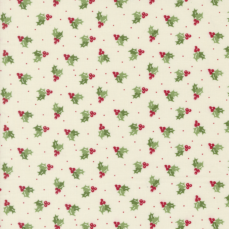 Quilting Fabric - Holly on Off White from Once Upon A Christmas by Sweetfire Road for Moda 43165-11