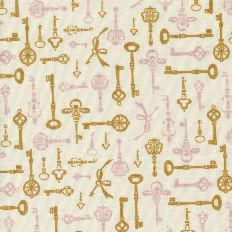 Quilting Fabric - Vintage Keys on Off White from Enchantment by Sweetfire Road for Moda 43173-11