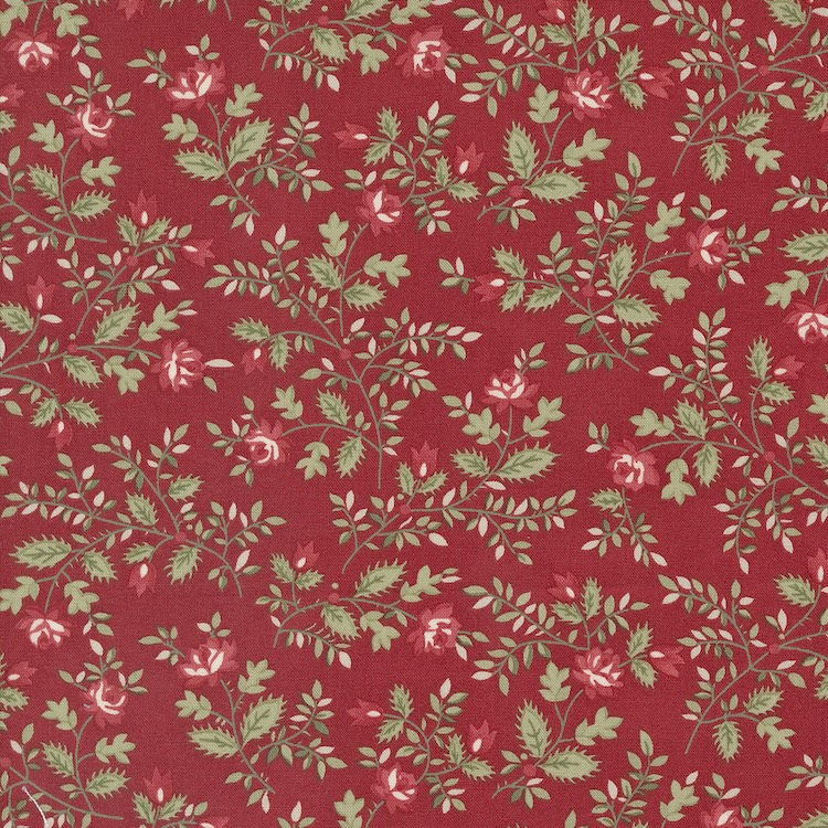 Quilting Fabric - Floral on Red from A Christmas Carol by 3 Sisters for Moda 44358-13