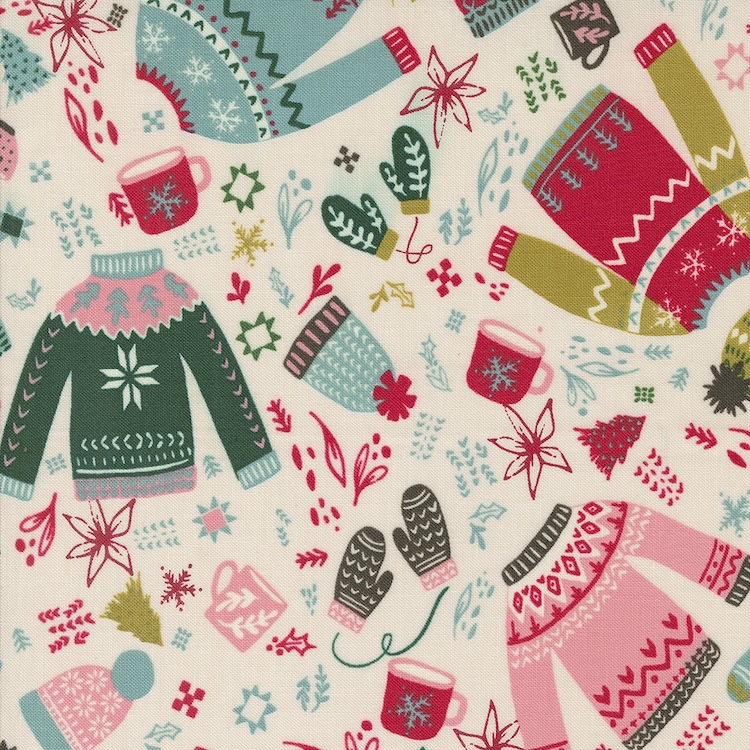 Quilting Fabric - Winter Knits on Natural from Cozy Wonderland by Fancy That Design House for Moda 45591-11