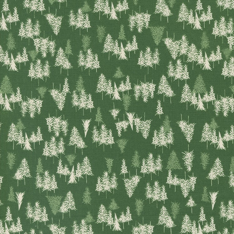 Quilting Fabric - Pine Trees on Green from Cozy Wonderland by Fancy That Design House for Moda 45594-20