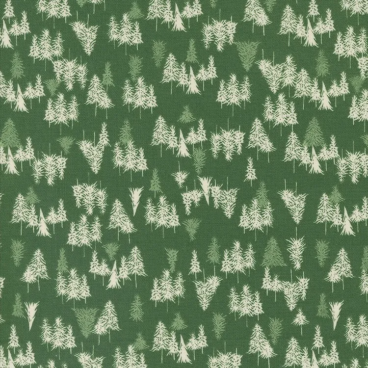 Quilting Fabric - Pine Trees on Green from Cozy Wonderland by Fancy That Design House for Moda 45594-20