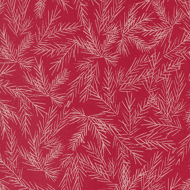 Quilting Fabric - Pine Sprigs on Red from Cozy Wonderland by Fancy That Design House for Moda 45595-14