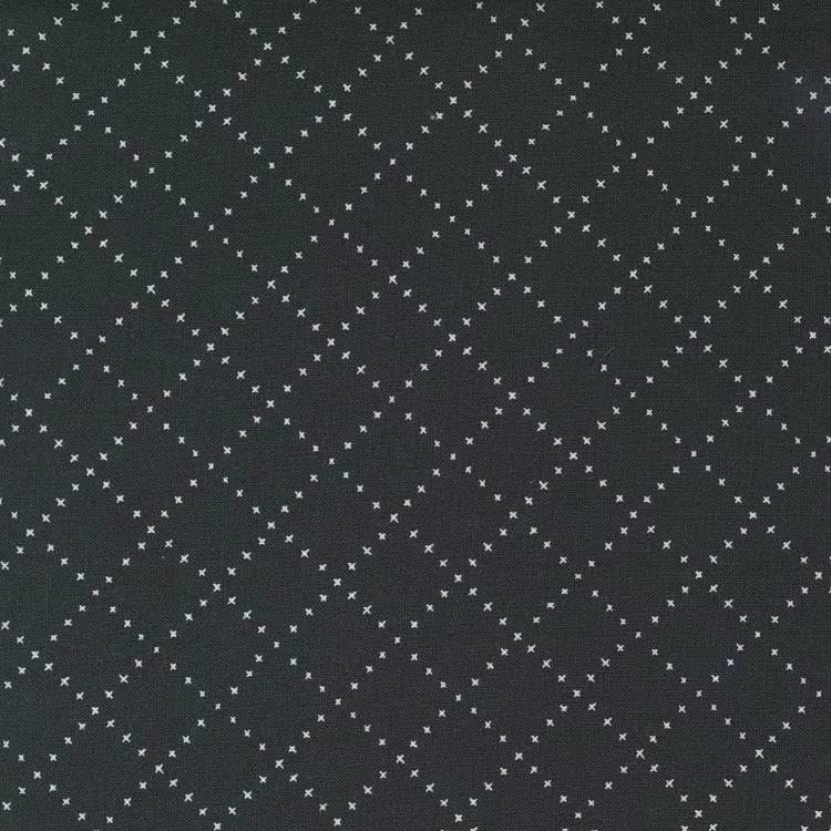 Quilting Fabric - Bias Grid on Black from Nocturnal by Gingiber for Moda 48337 12 Night