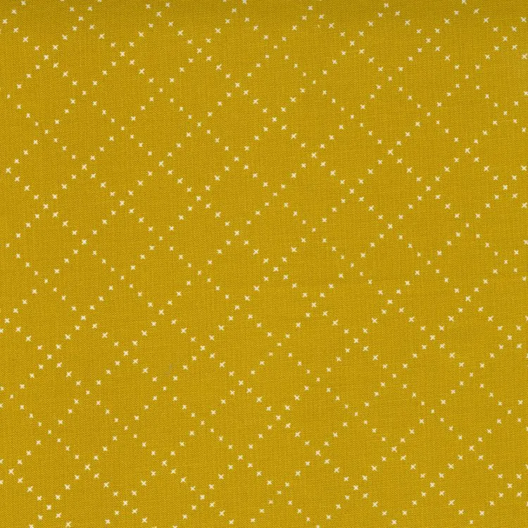 Quilting Fabric - Bias Grid on Mustard Yellow from Nocturnal by Gingiber for Moda 48337 14 Gold