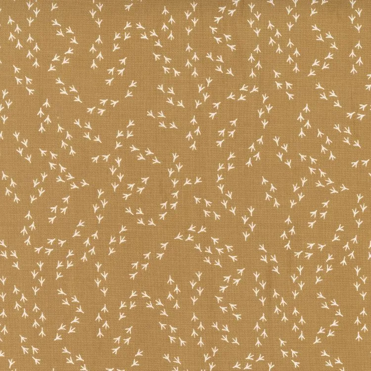 Quilting Fabric - Bird Tracks on Mustard from Birdsong by Gingiber for Moda 48358 14