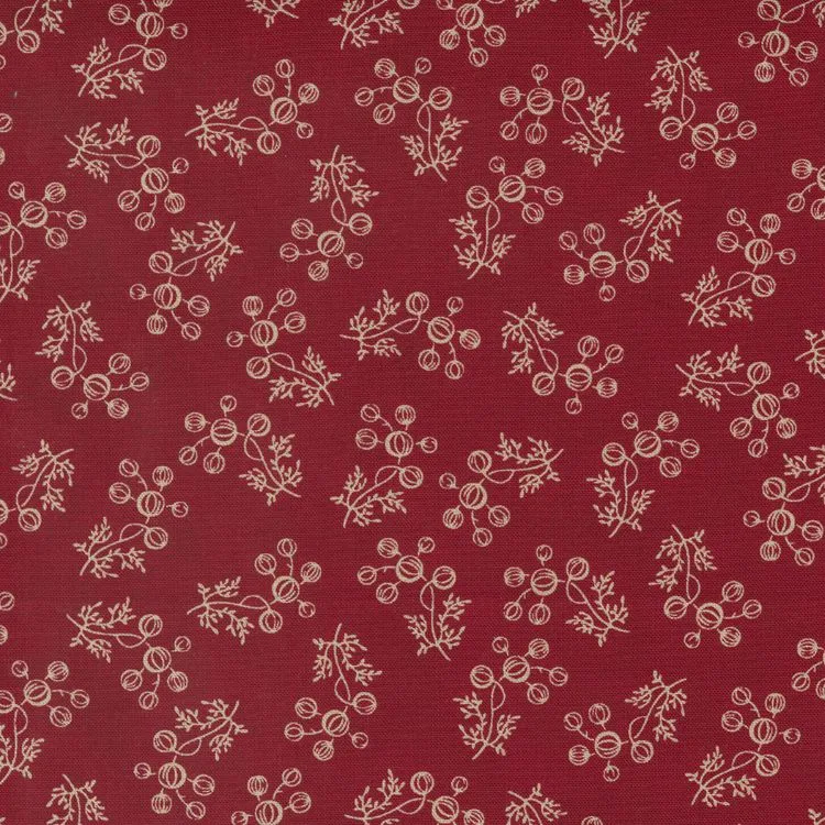 Quilting Fabric - Berry Branches On Red from Garden Gatherings by Primitive Gatherings for Moda 49170 15